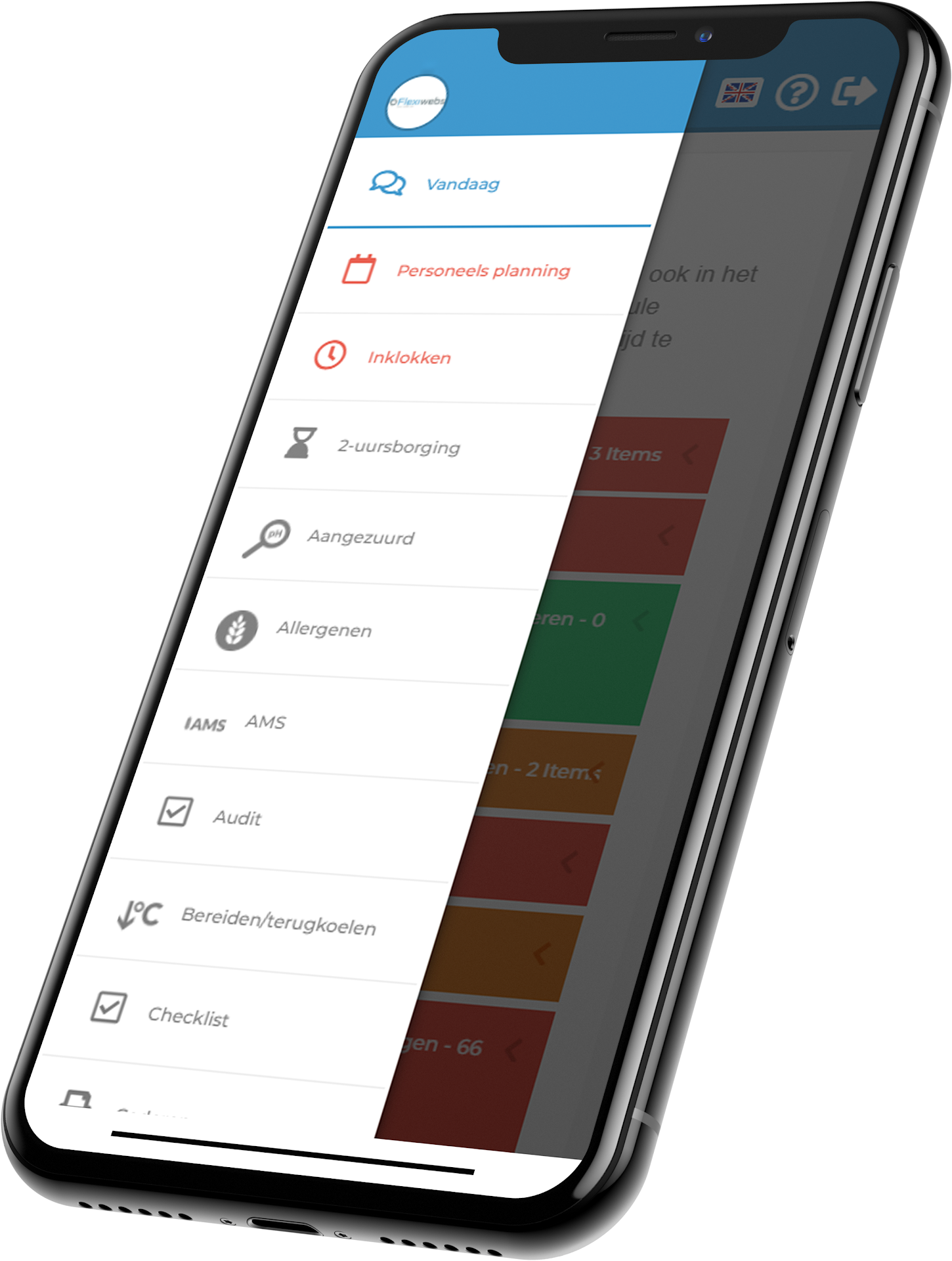 Hygiënecode Online met de modules op een smartphone